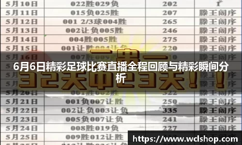 6月6日精彩足球比赛直播全程回顾与精彩瞬间分析